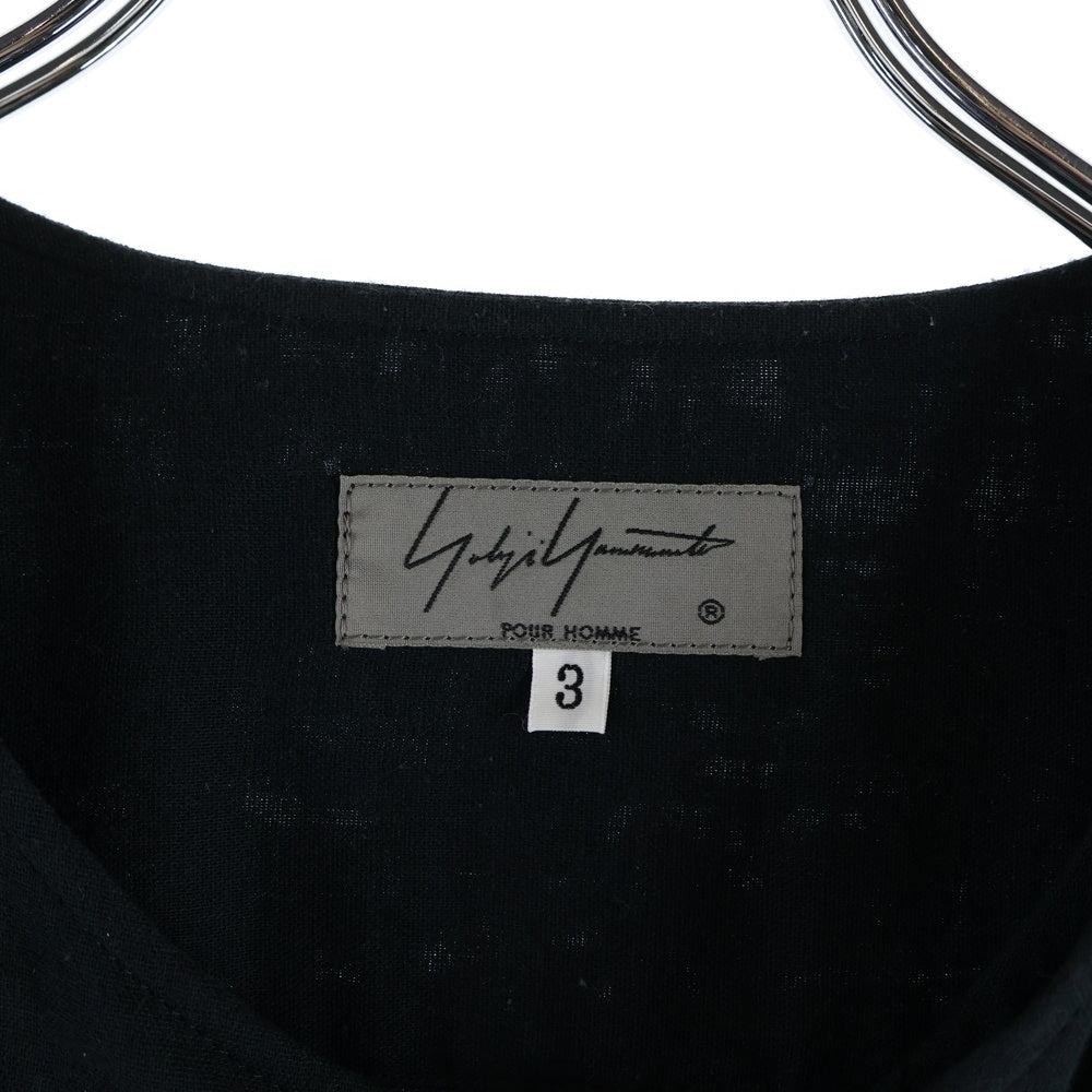 Yohji Yamamoto POUR HOMME(ヨウジヤマモト プールオム) 18SS レイヤード ノーカラー 長袖 シャツ ブラック HW-B61-037