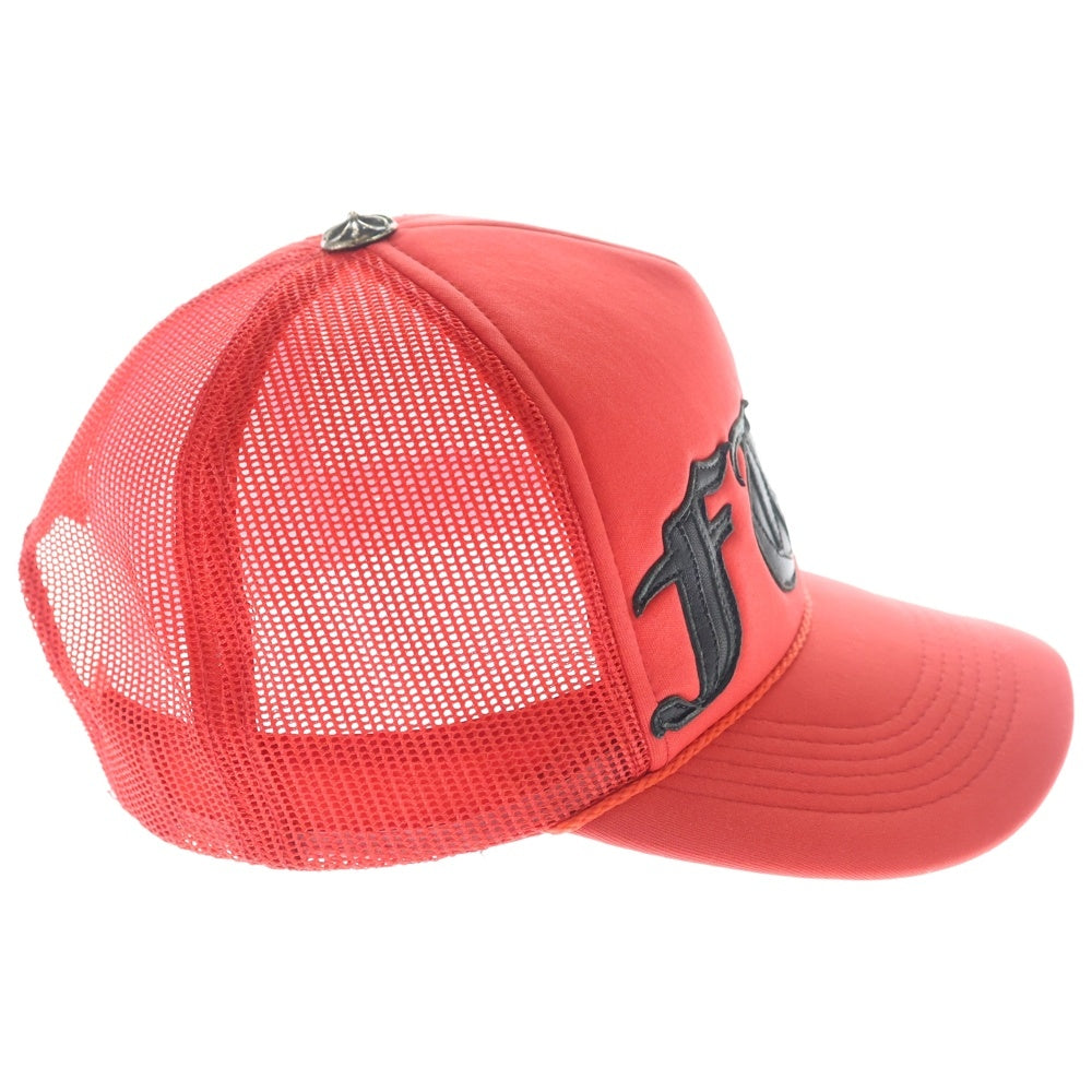 CHROME HEARTS(クロムハーツ) TRUCKER CAP FUCKパッチ クロスボール メッシュ トラッカーキャップ レッド