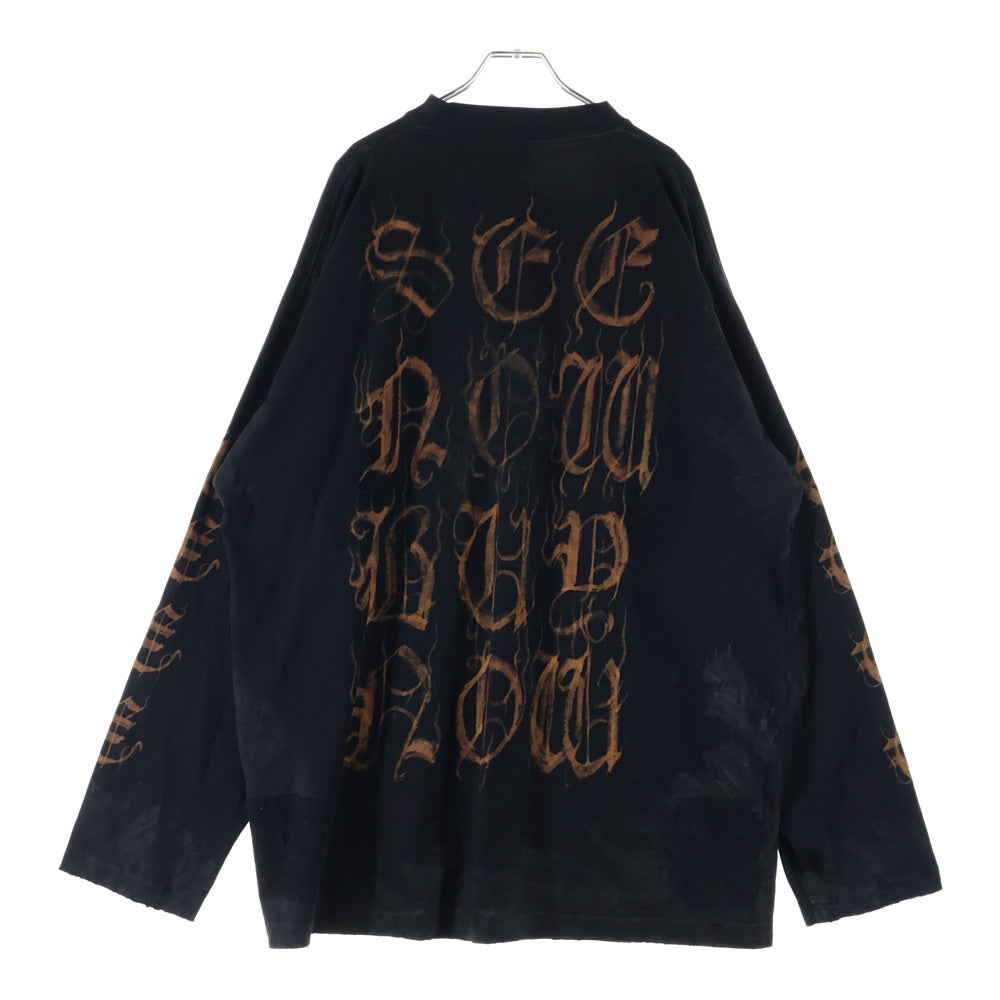 BALENCIAGA(バレンシアガ) 23AW ヘビーメタルロゴ ダメージ加工 長袖Tシャツ ロンT ブラック 739783 TOVE1