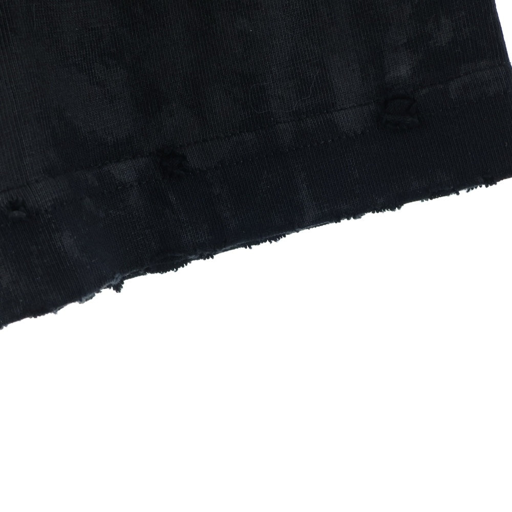 BALENCIAGA(バレンシアガ) 23AW ヘビーメタルロゴ ダメージ加工 長袖Tシャツ ロンT ブラック 739783 TOVE1