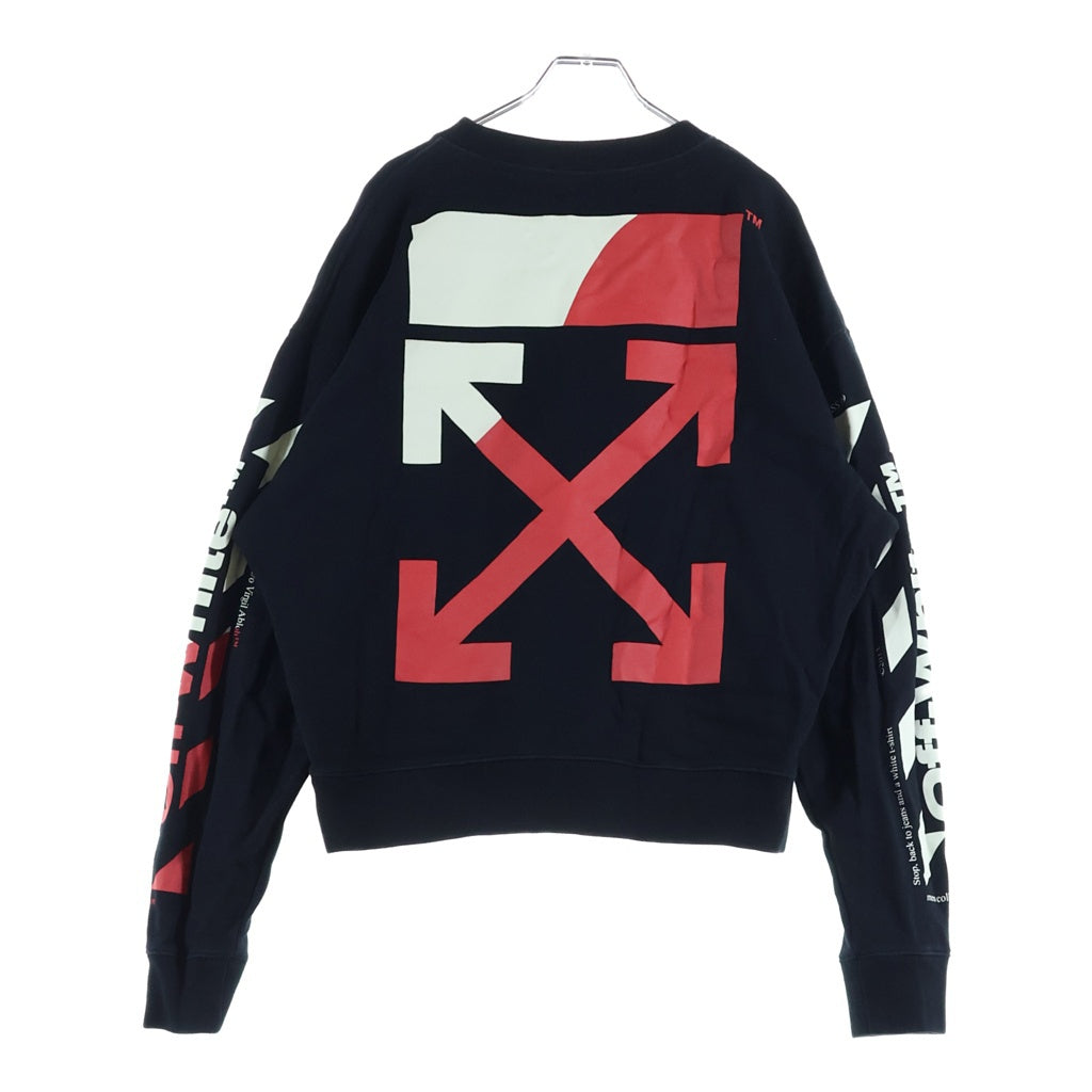 OFF-WHITE(オフホワイト) DIAG SPLT LOGO OVER CREWN ダイアグナルロゴ オーバークラウン スウェットトレーナー ブラック OMBA035S190030006
