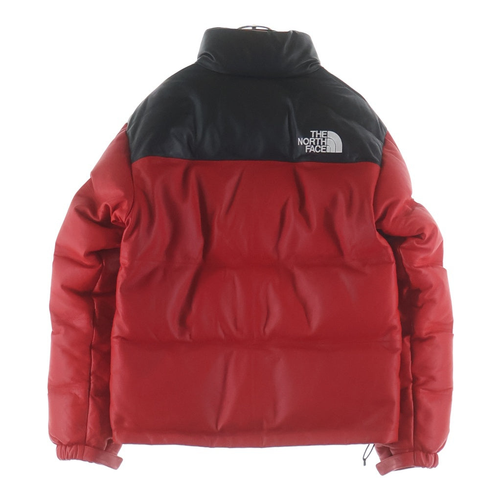 SUPREME(シュプリーム) 17AW ×THE NORTH FACE Leather Nuptse Jacket ノースフェイス レザーヌプシダウンジャケット レッド/ブラック ND91702I