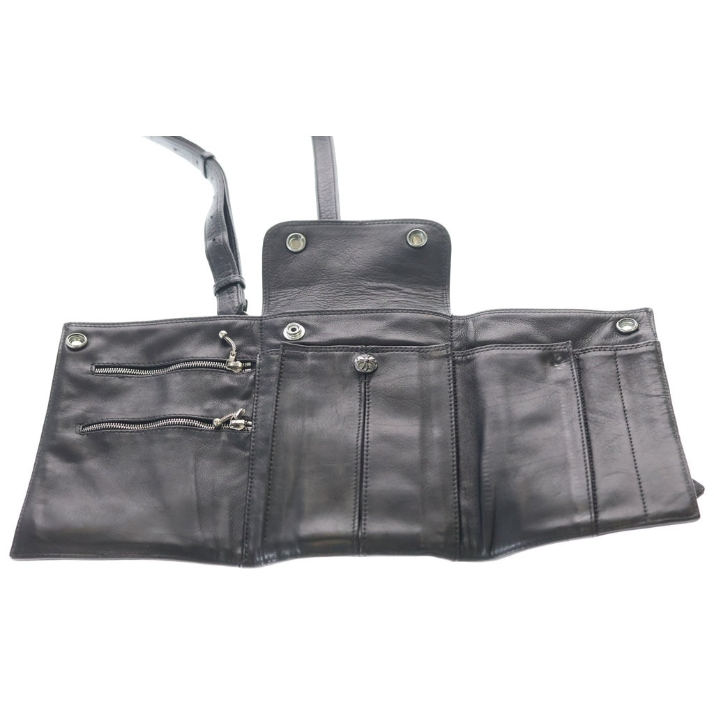 CHROME HEARTS(クロムハーツ) シザーケース クロスボールクリップ ガンスリンガーベルト レザー ショルダーバッグ ブラック
