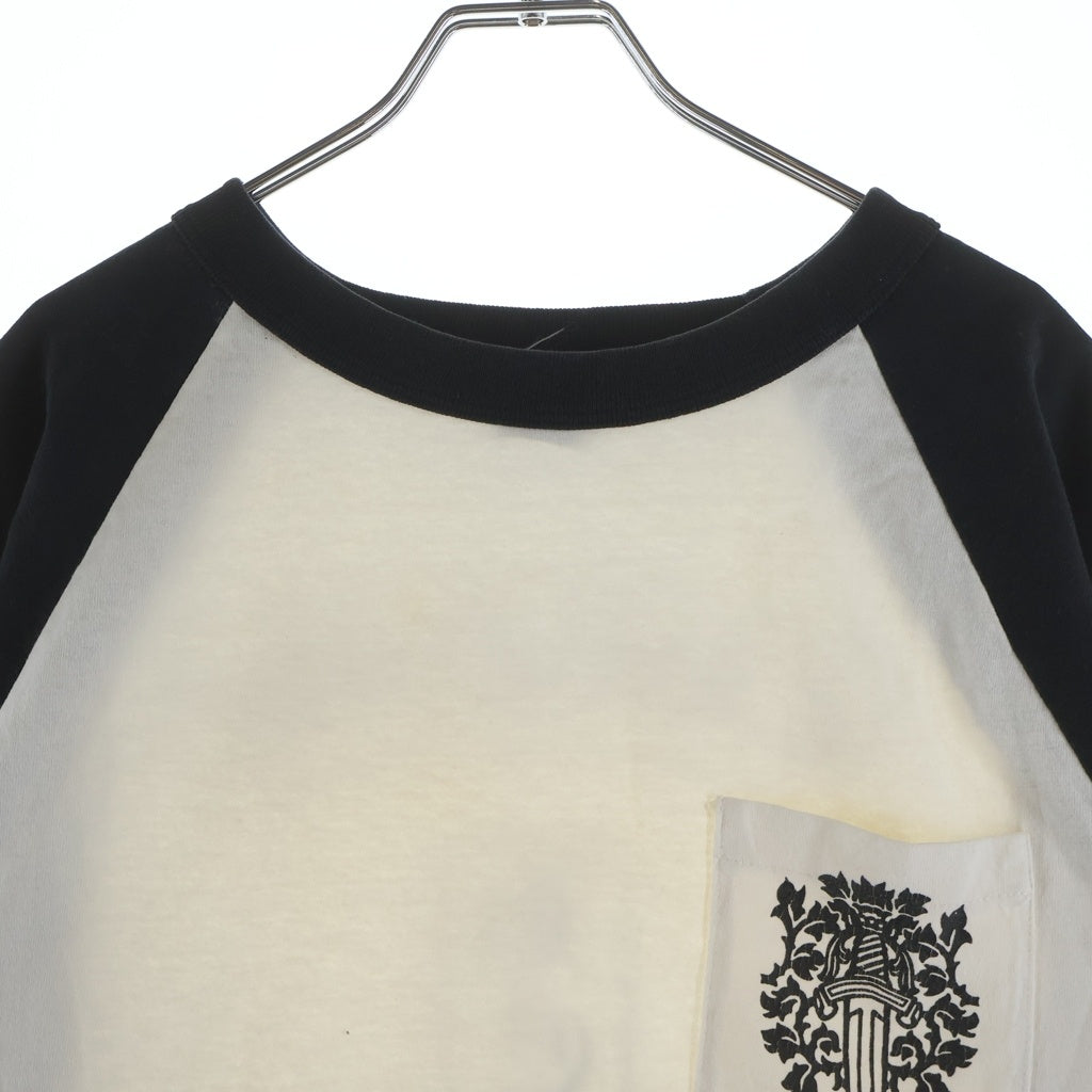 CHROME HEARTS(クロムハーツ) OLD T BAR ティーバースクロールラベル バックプリント ラグランTシャツ ホワイト/ブラック