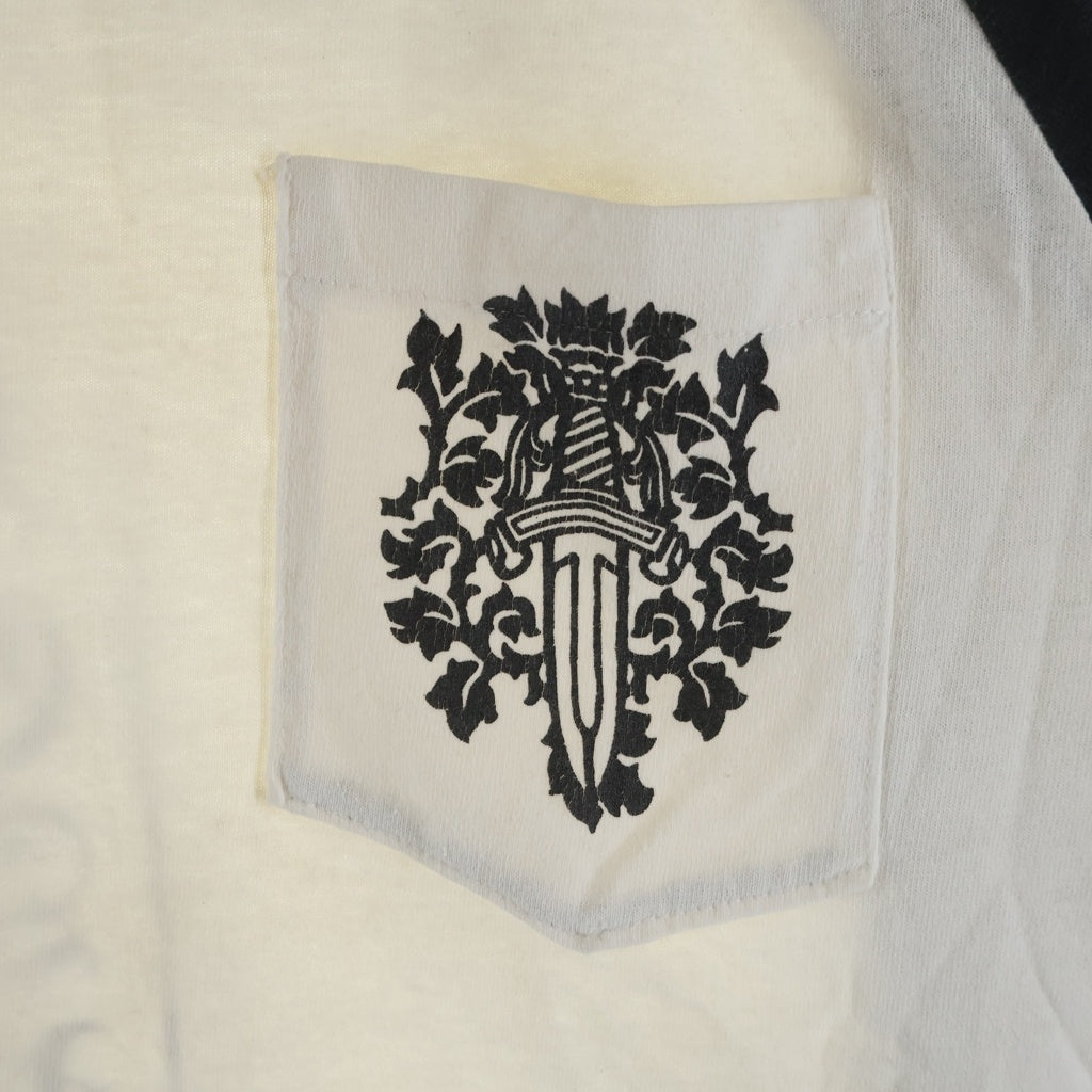CHROME HEARTS(クロムハーツ) OLD T BAR ティーバースクロールラベル バックプリント ラグランTシャツ ホワイト/ブラック