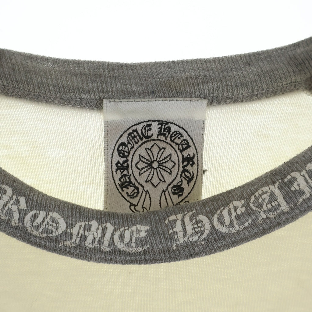 CHROME HEARTS(クロムハーツ) OLD CH L S 1 ラグランスリーブネックロゴ長袖カットソー ホワイト/グレー