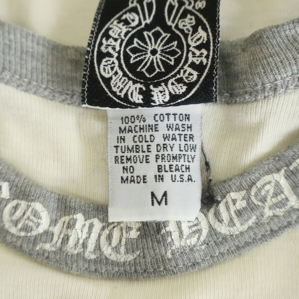 CHROME HEARTS(クロムハーツ) OLD CH L S 1 ラグランスリーブネックロゴ長袖カットソー ホワイト/グレー
