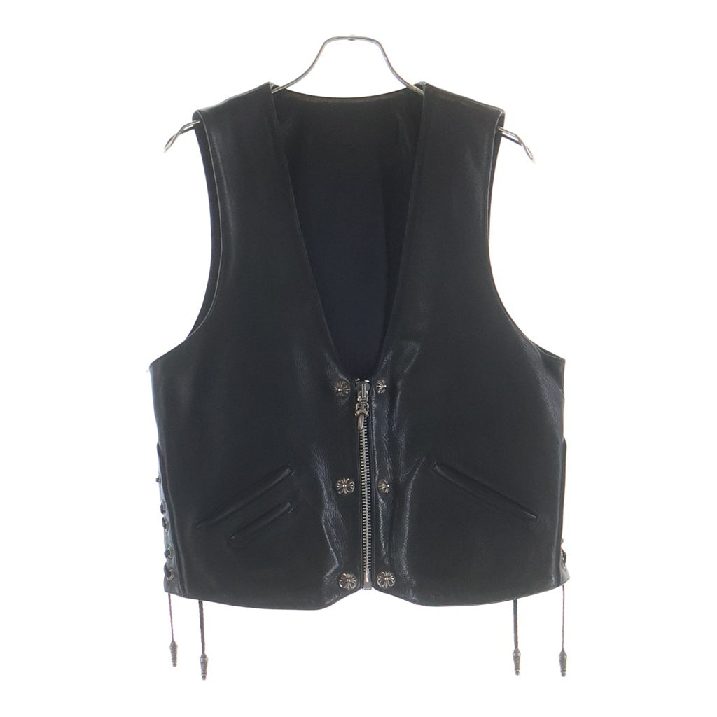 CHROME HEARTS(クロムハーツ) 6B FRNT ZIP サイドレースアップダガージップアップレザーベスト