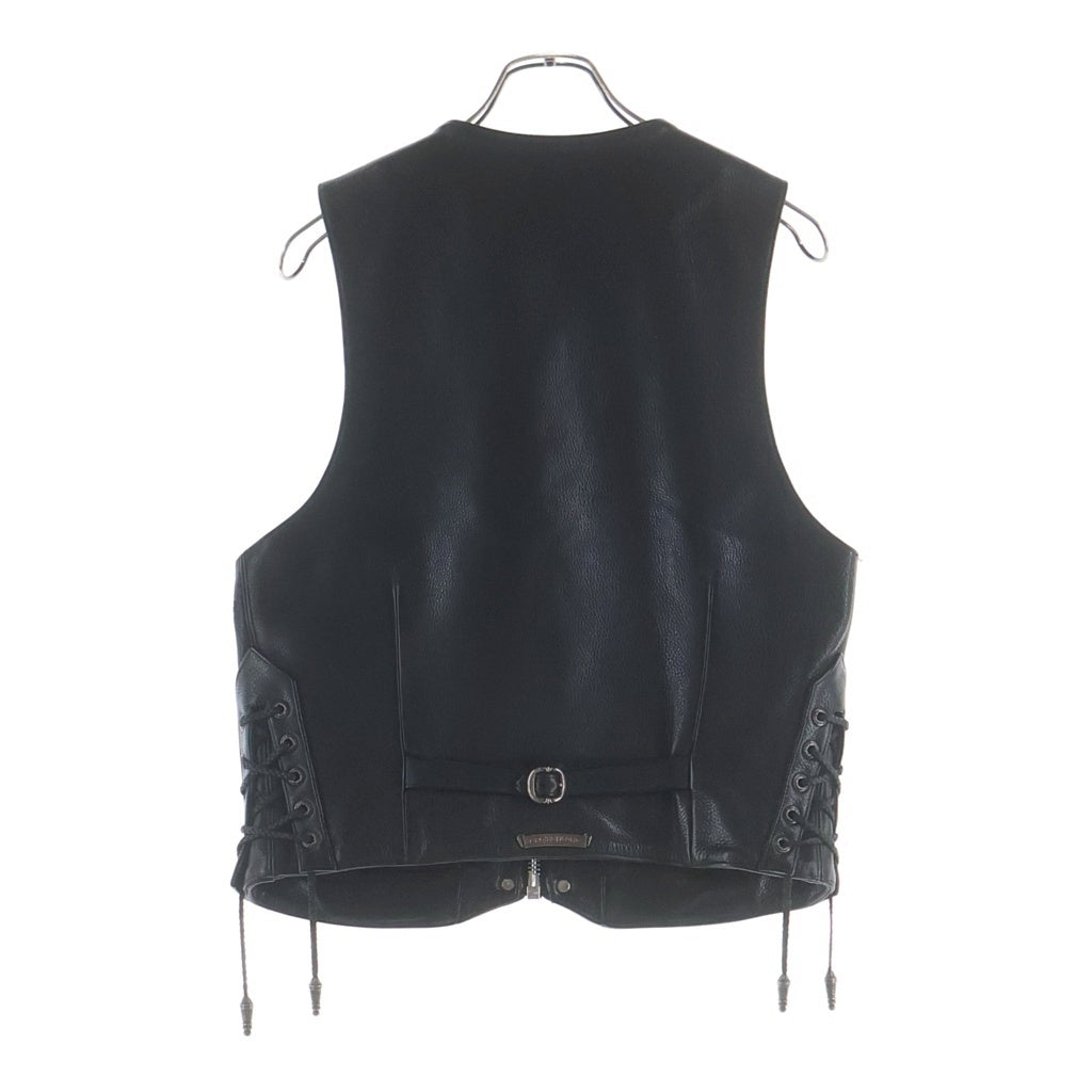 CHROME HEARTS(クロムハーツ) 6B FRNT ZIP サイドレースアップダガージップアップレザーベスト