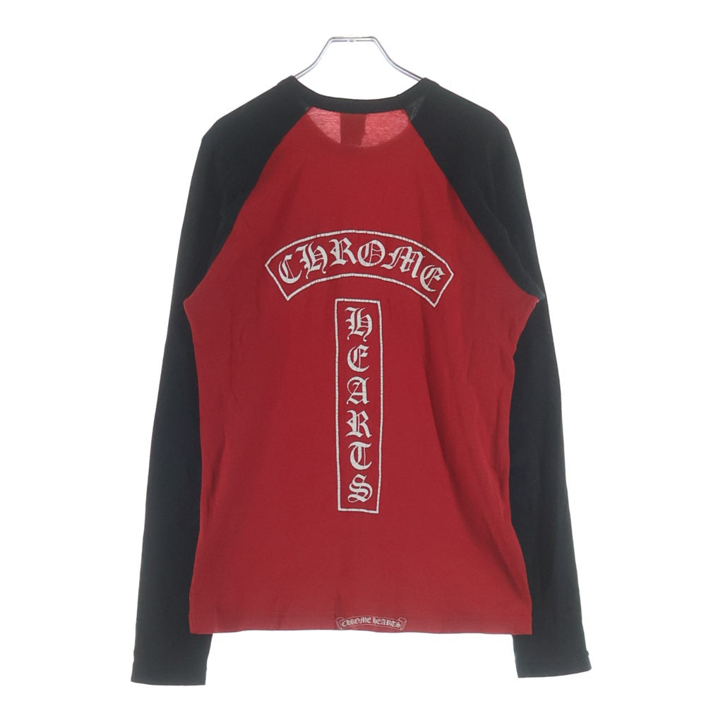 CHROME HEARTS(クロムハーツ) OLD T BAR ティーバースクロールラベル バックプリント ラグランTシャツ レッド/ブラック