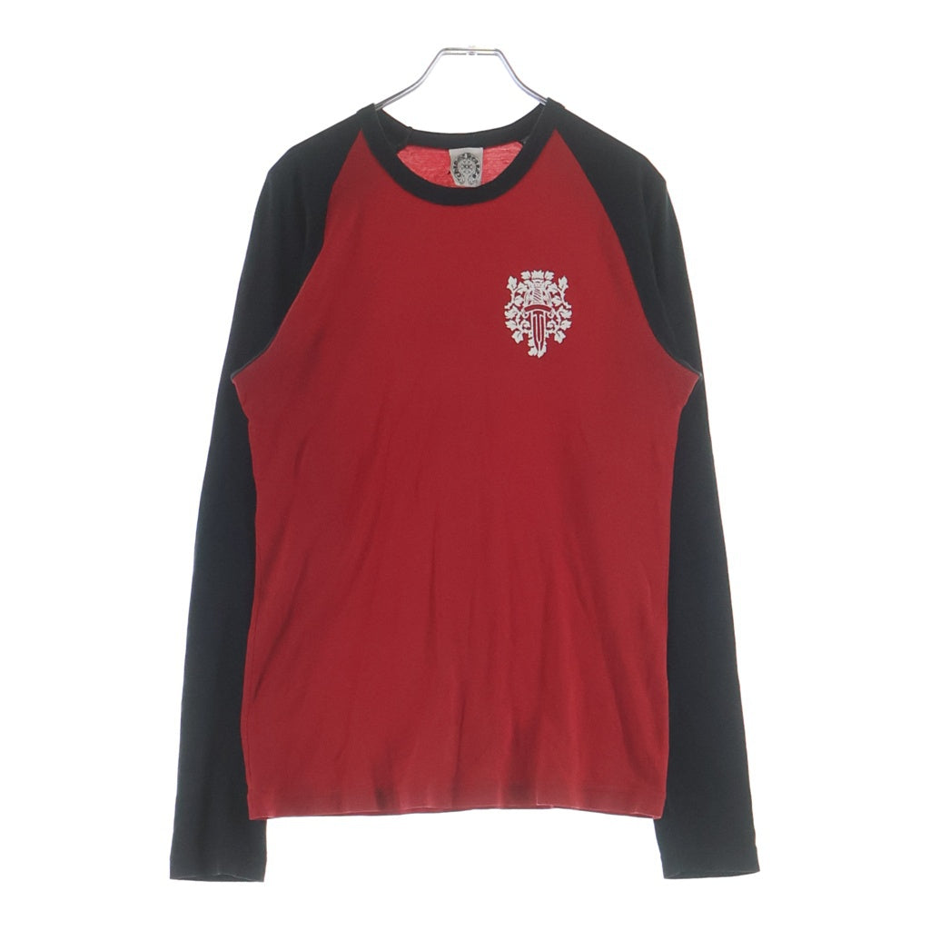 CHROME HEARTS(クロムハーツ) OLD T BAR ティーバースクロールラベル バックプリント ラグランTシャツ レッド/ブラック
