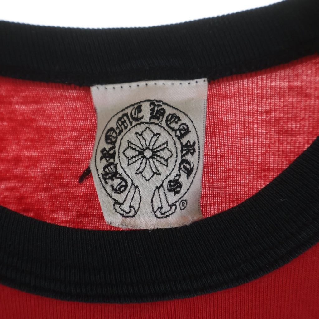 CHROME HEARTS(クロムハーツ) OLD T BAR ティーバースクロールラベル バックプリント ラグランTシャツ レッド/ブラック