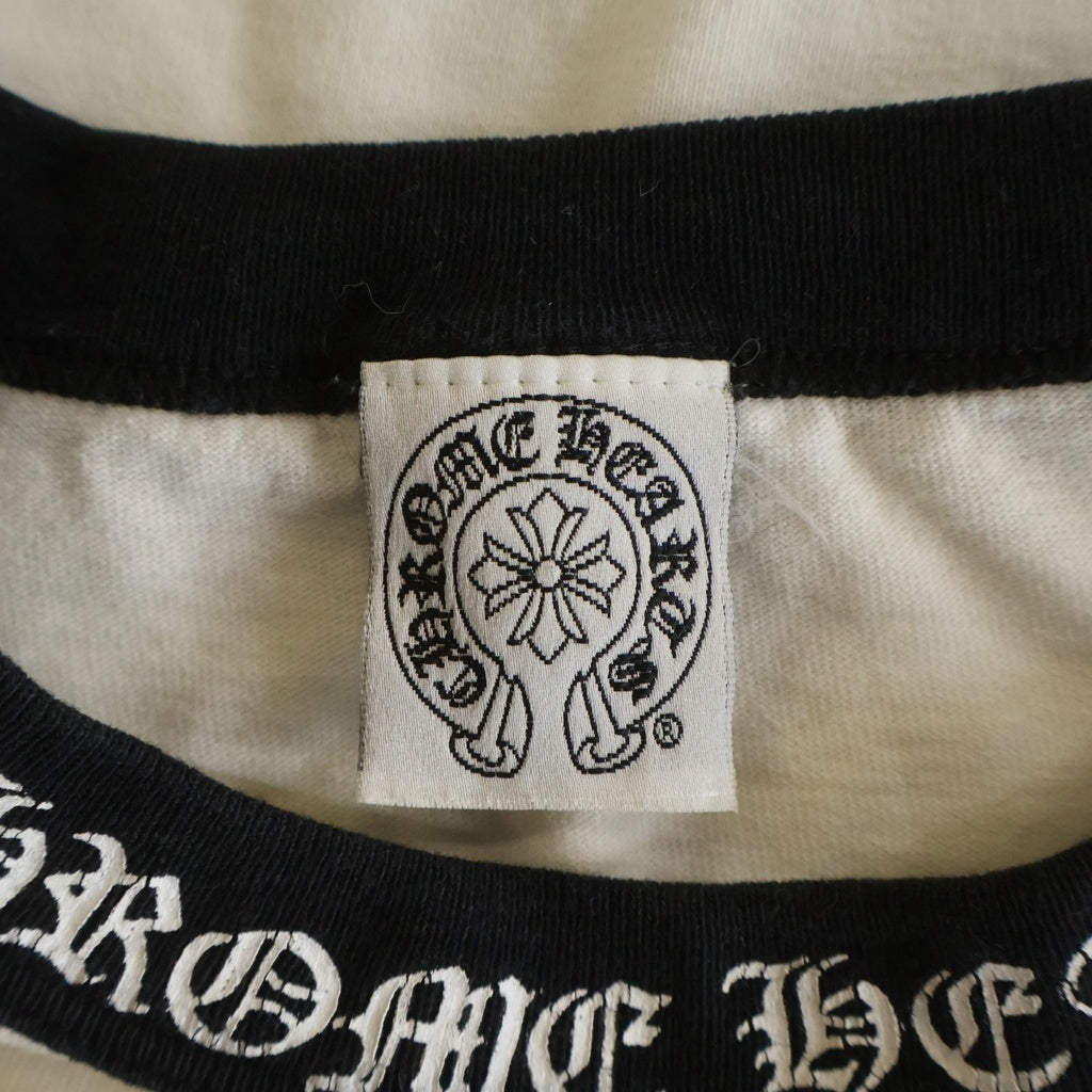 CHROME HEARTS(クロムハーツ) OLD CH L S 1 ラグランスリーブネックロゴ長袖カットソー ホワイト/ブラック