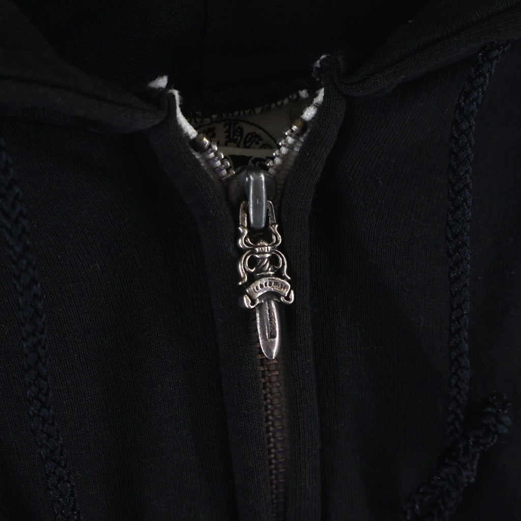 CHROME HEARTS(クロムハーツ) OLD THRML SWTSHRT HD ZIP 裏地サーマルアームロゴプリント ダガージップアップパーカー ブラック