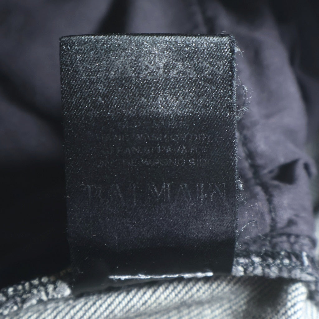 BALMAIN(バルマン) マルチポケット ダメージ加工 ジップアップ デニムパンツ ブラック S6HT551D422