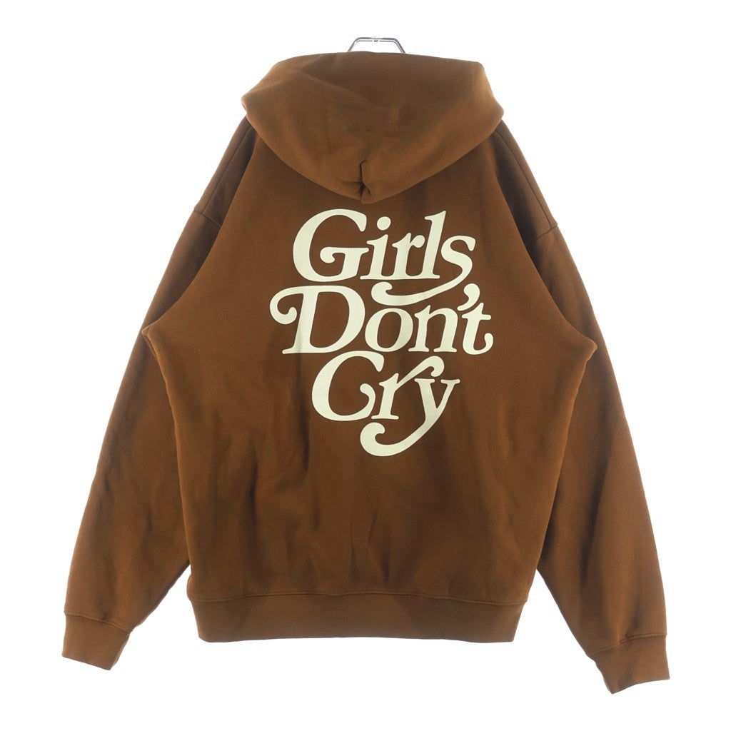Girls Don't Cry(ガールズドントクライ) LOGO HOODIE ロゴプリント スウェット プルオーバー パーカー ブラウン