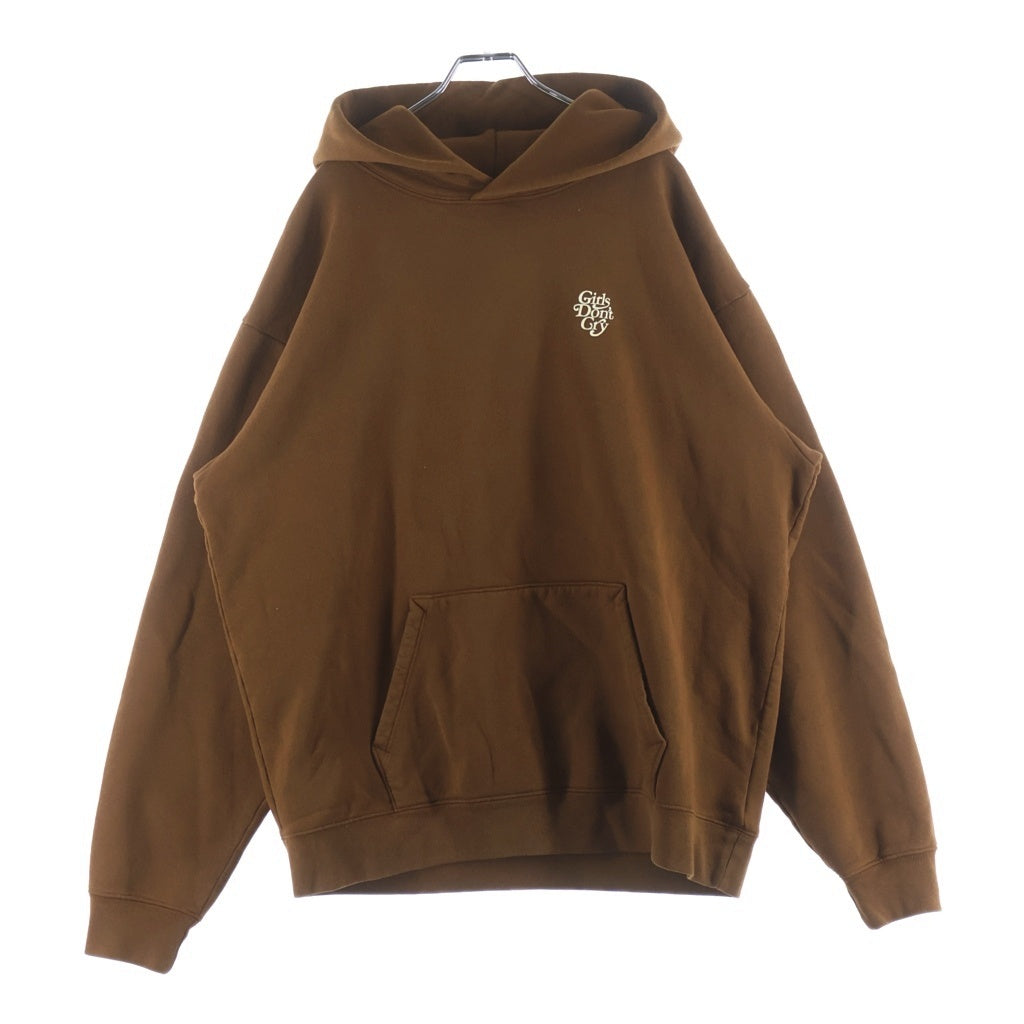 Girls Don't Cry(ガールズドントクライ) LOGO HOODIE ロゴプリント スウェット プルオーバー パーカー ブラウン