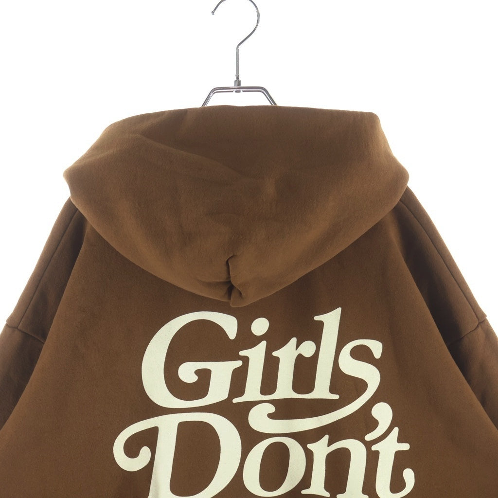 Girls Don't Cry(ガールズドントクライ) LOGO HOODIE ロゴプリント スウェット プルオーバー パーカー ブラウン