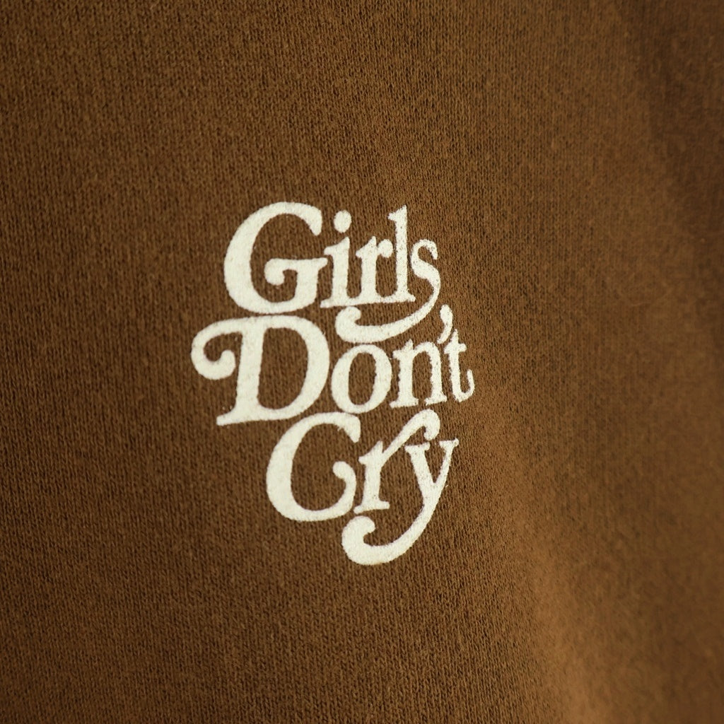 Girls Don't Cry(ガールズドントクライ) LOGO HOODIE ロゴプリント スウェット プルオーバー パーカー ブラウン