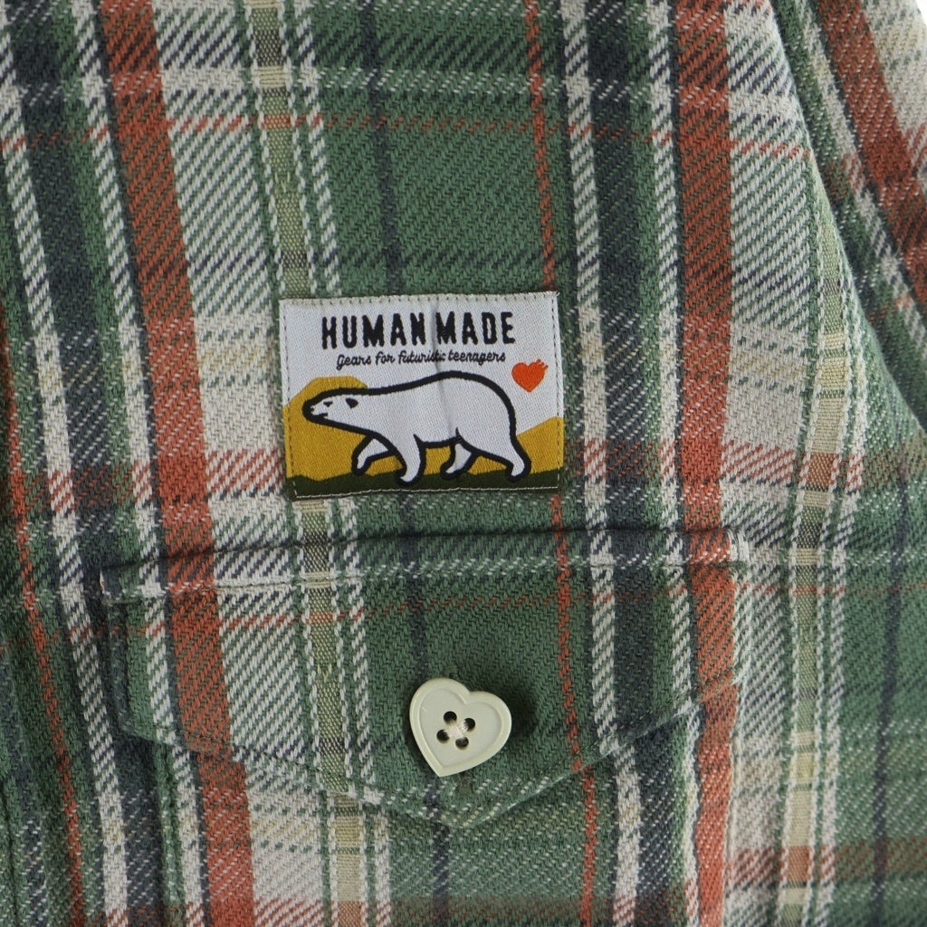HUMAN MADE(ヒューマンメイド) CHECK LONG SHIRT チェック柄 長袖シャツ グリーン HM26SH010