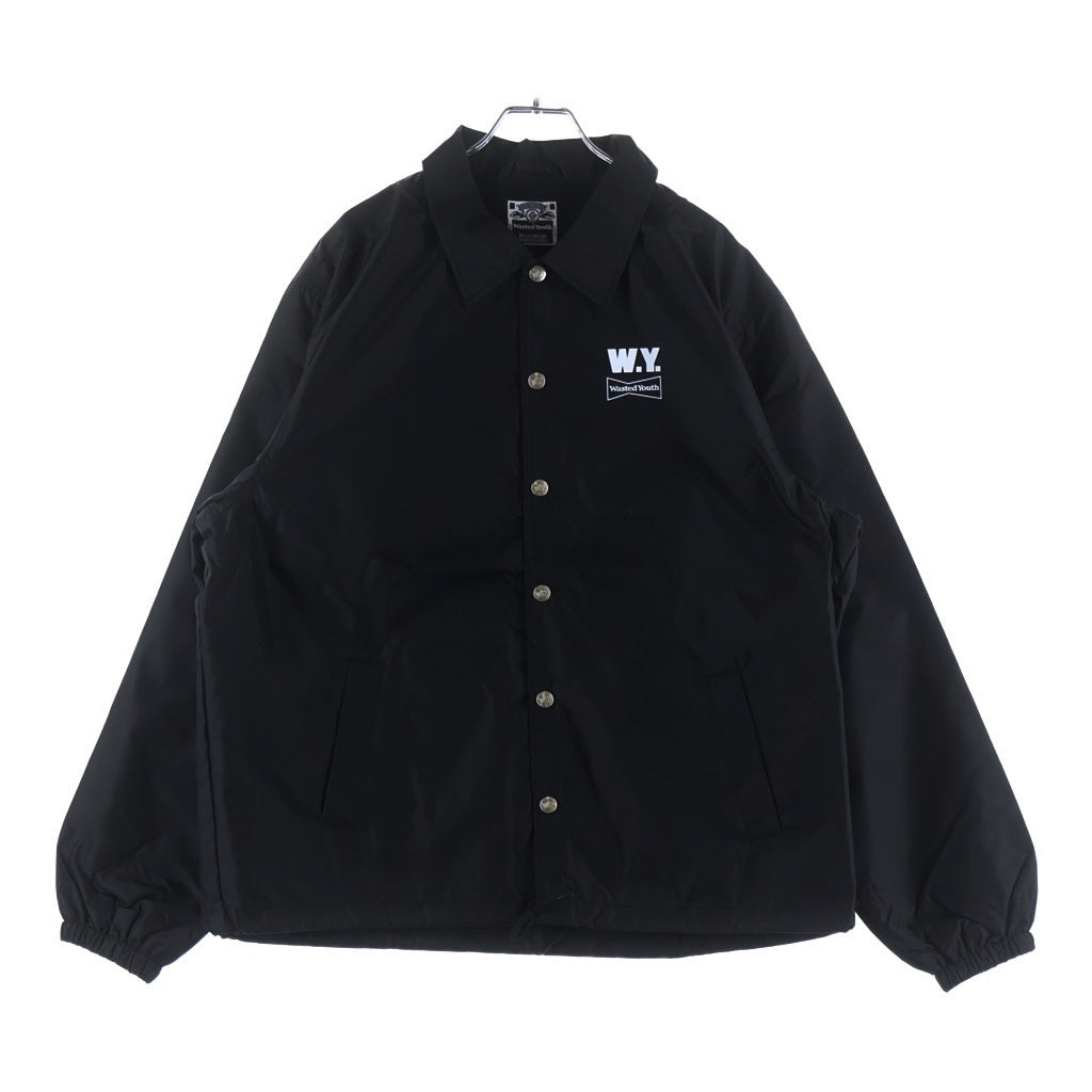 WASTED YOUTH(ウェイステッドユース) COACH JACKET バックロゴデザイン マルチポケット コーチジャケット ブラック WY26JK010