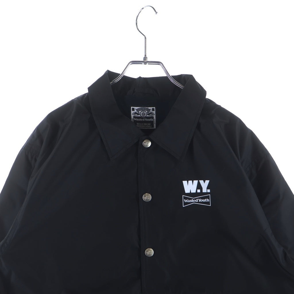 WASTED YOUTH(ウェイステッドユース) COACH JACKET バックロゴデザイン マルチポケット コーチジャケット ブラック WY26JK010