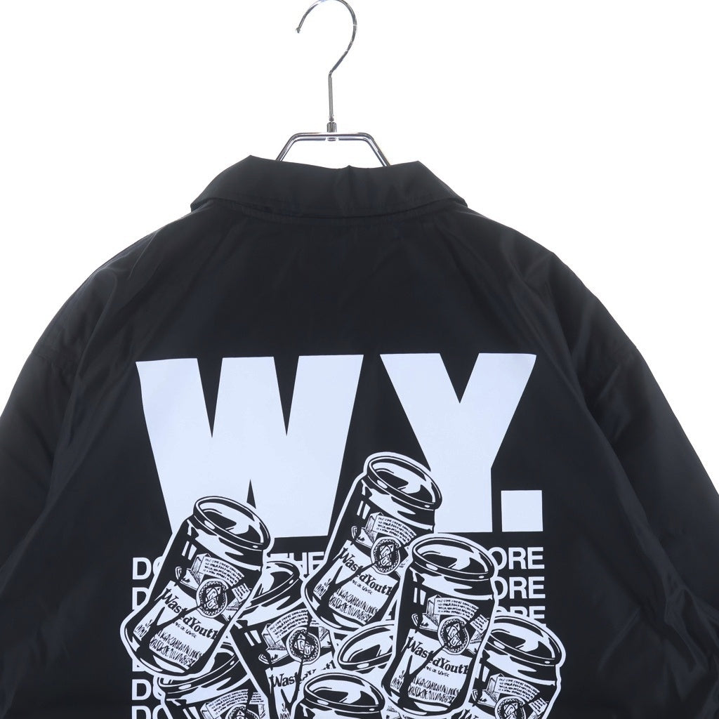 WASTED YOUTH(ウェイステッドユース) COACH JACKET バックロゴデザイン マルチポケット コーチジャケット ブラック WY26JK010