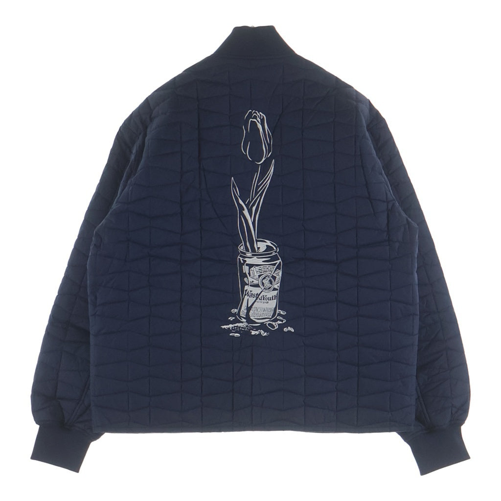 WASTED YOUTH(ウェイステッドユース) Quilt Puff Jacketロゴデザイン キルティング パファージャケット ブラック WY26JK006