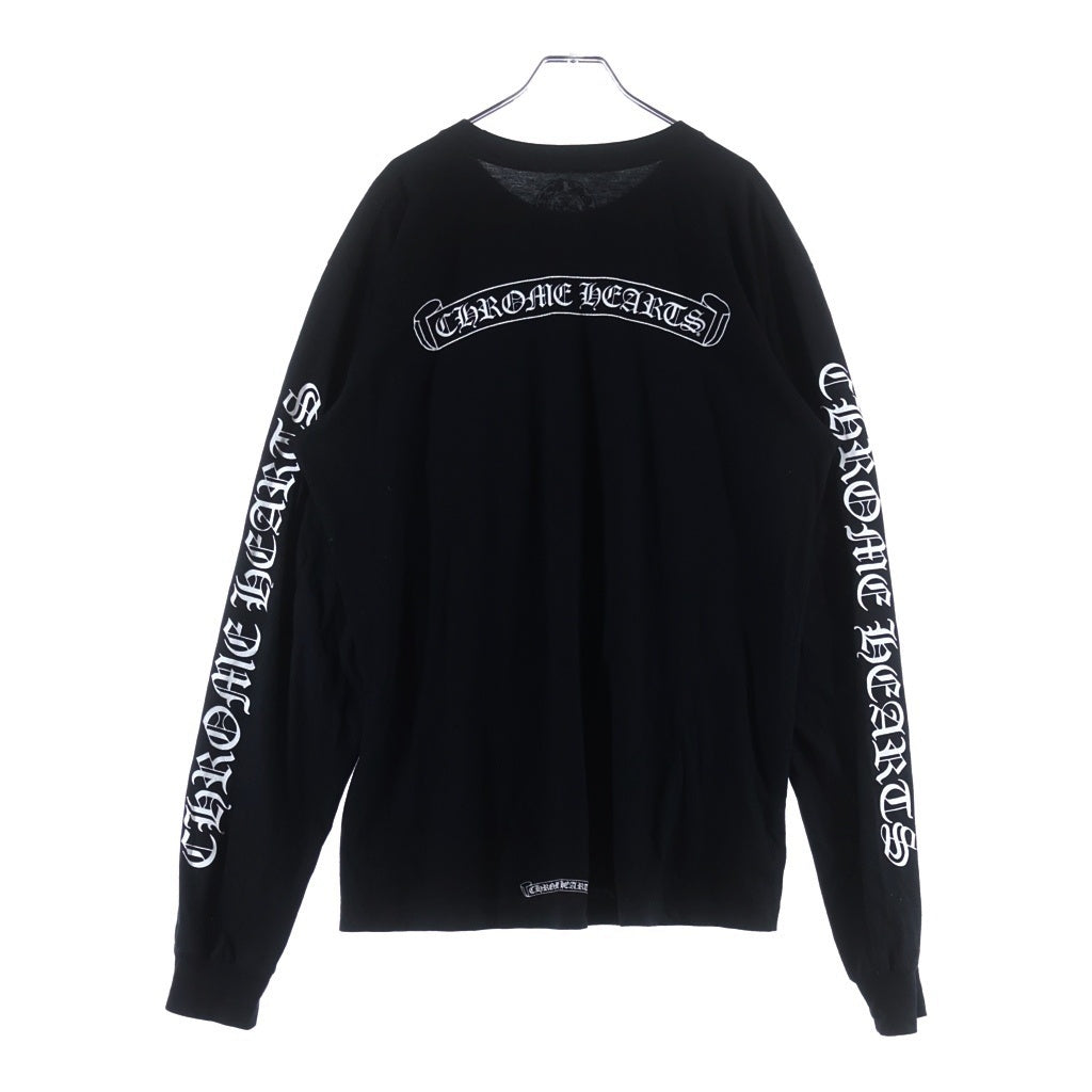 CHROME HEARTS(クロムハーツ) CH SCROLL LABEL スクロールラベル ロゴアームプリント長袖Tシャツ ブラック