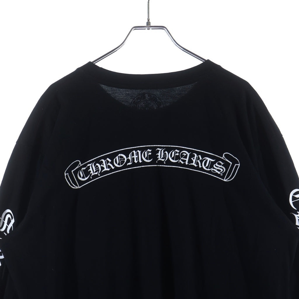 CHROME HEARTS(クロムハーツ) CH SCROLL LABEL スクロールラベル ロゴアームプリント長袖Tシャツ ブラック