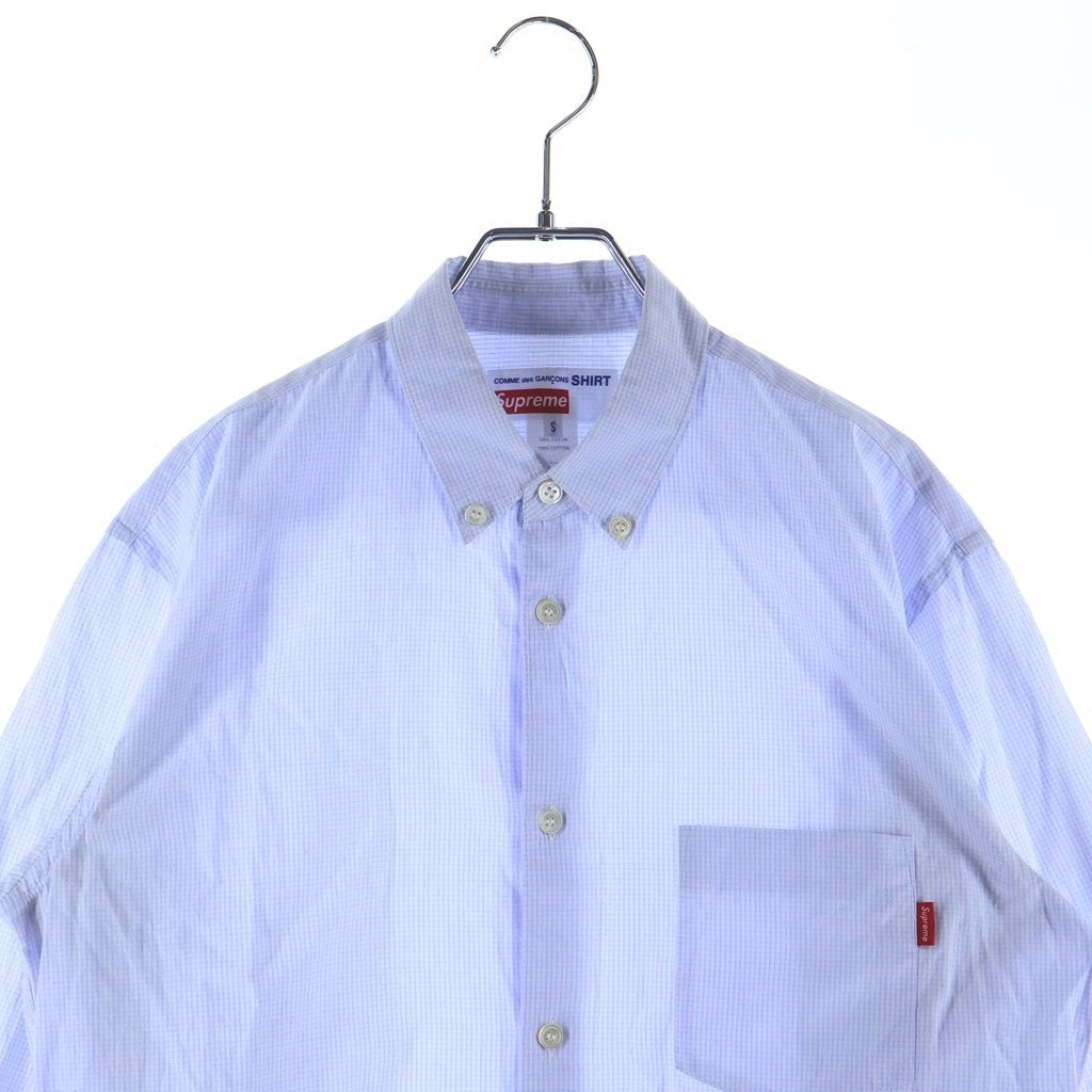 SUPREME シュプリーム 13SS ×COMME DES GARCONS 袖迷彩切り返し 格子柄チェック長袖シャツ ホワイト/カーキ SUPREME(シュプリーム) 13SS ×COMME DES GARCONS 袖迷彩切り返し 格子