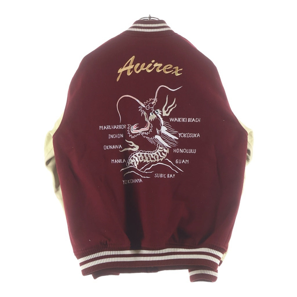 AVIREX(アヴィレックス) 19AW レザー 切替 ワッペンロゴ スタジアムジャケット スタジャン レッド 6192151