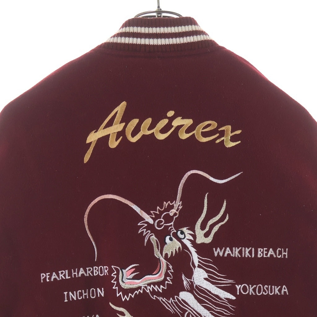 AVIREX(アヴィレックス) 19AW レザー 切替 ワッペンロゴ スタジアムジャケット スタジャン レッド 6192151