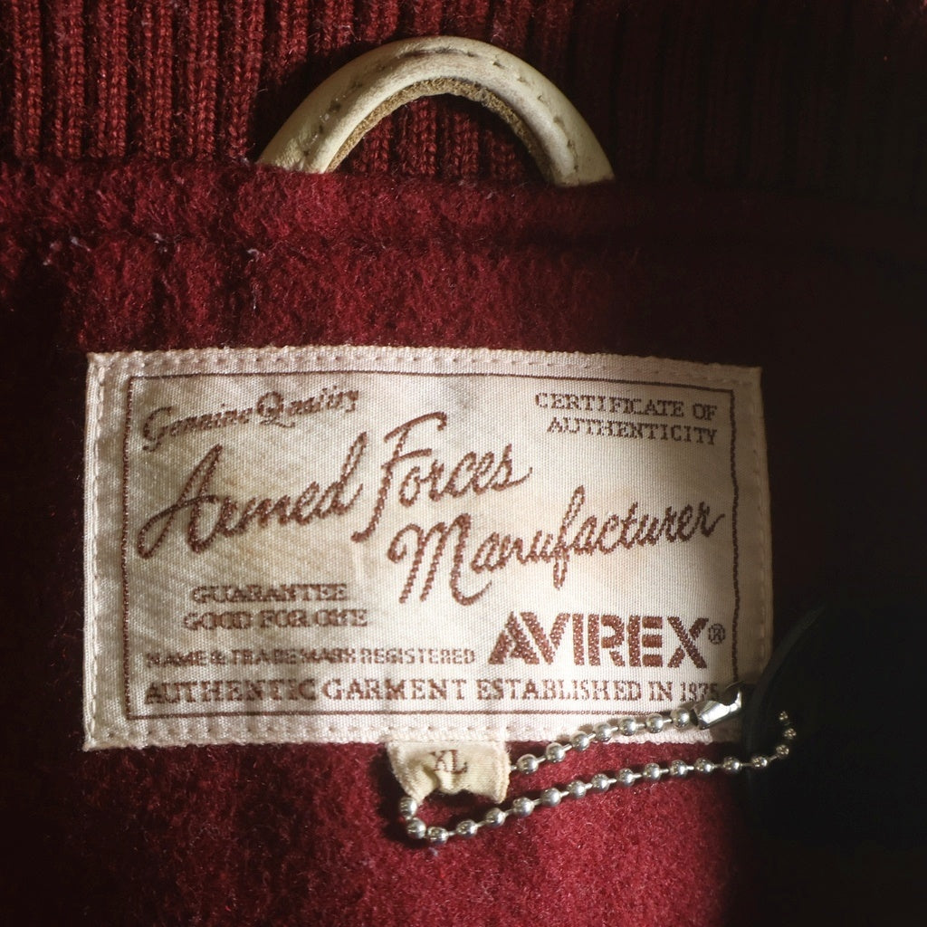 AVIREX(アヴィレックス) 19AW レザー 切替 ワッペンロゴ スタジアムジャケット スタジャン レッド 6192151
