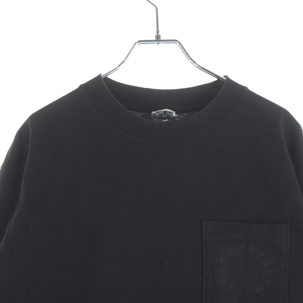 CHROME HEARTS(クロムハーツ) OLD CEMETERY CROSS L/S TEE オールド セメタリーロゴプリント クルーネック 長袖 Tシャツ カットソー ブラック