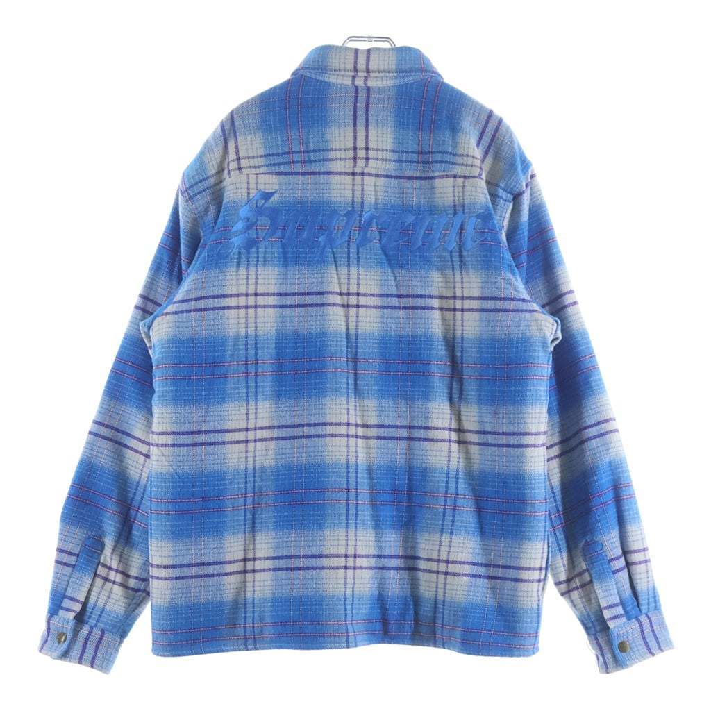 SUPREME(シュプリーム) 23AW Lined Flannel Snap バックロゴ刺繍 裏地ボアフランネル長袖シャツ ブルー
