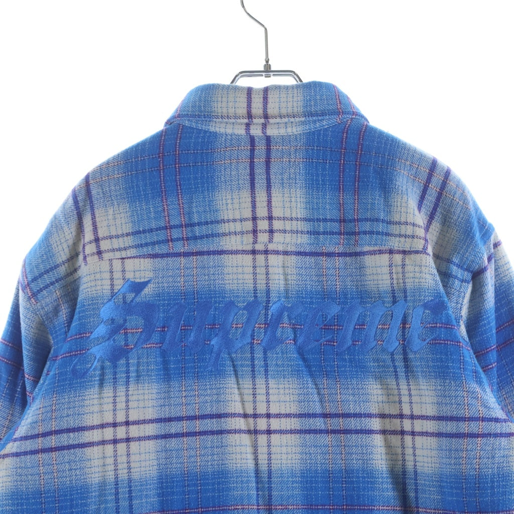 SUPREME(シュプリーム) 23AW Lined Flannel Snap バックロゴ刺繍 裏地ボアフランネル長袖シャツ ブルー