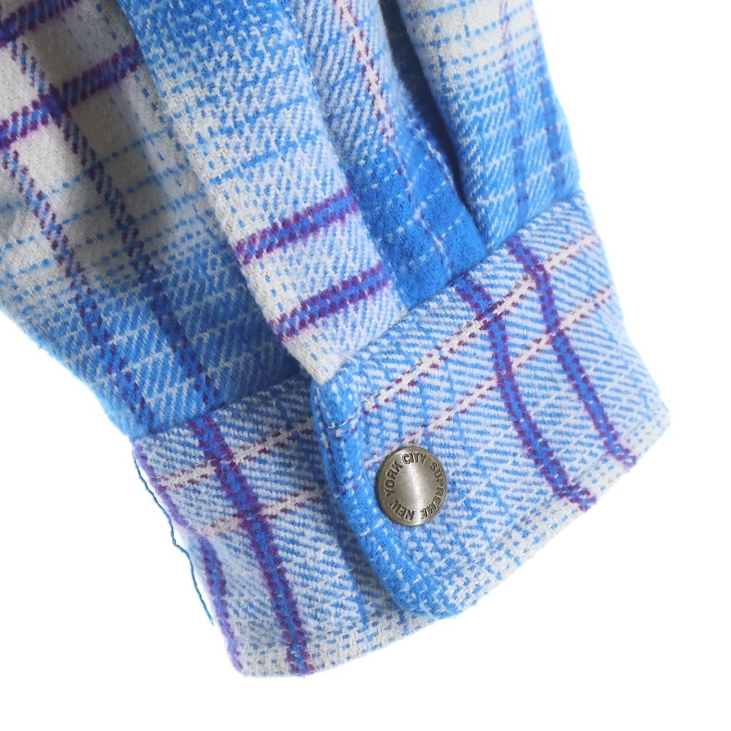 SUPREME(シュプリーム) 23AW Lined Flannel Snap バックロゴ刺繍 裏地ボアフランネル長袖シャツ ブルー