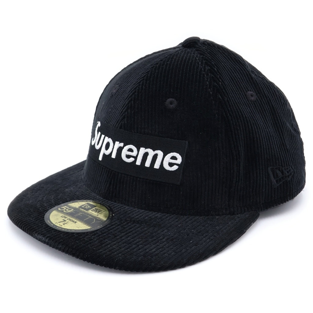 SUPREME(シュプリーム) 15AW Corduroy Box Logo New Era Cap ニューエラ コーデュロイ ボックスロゴキャップ ブラック