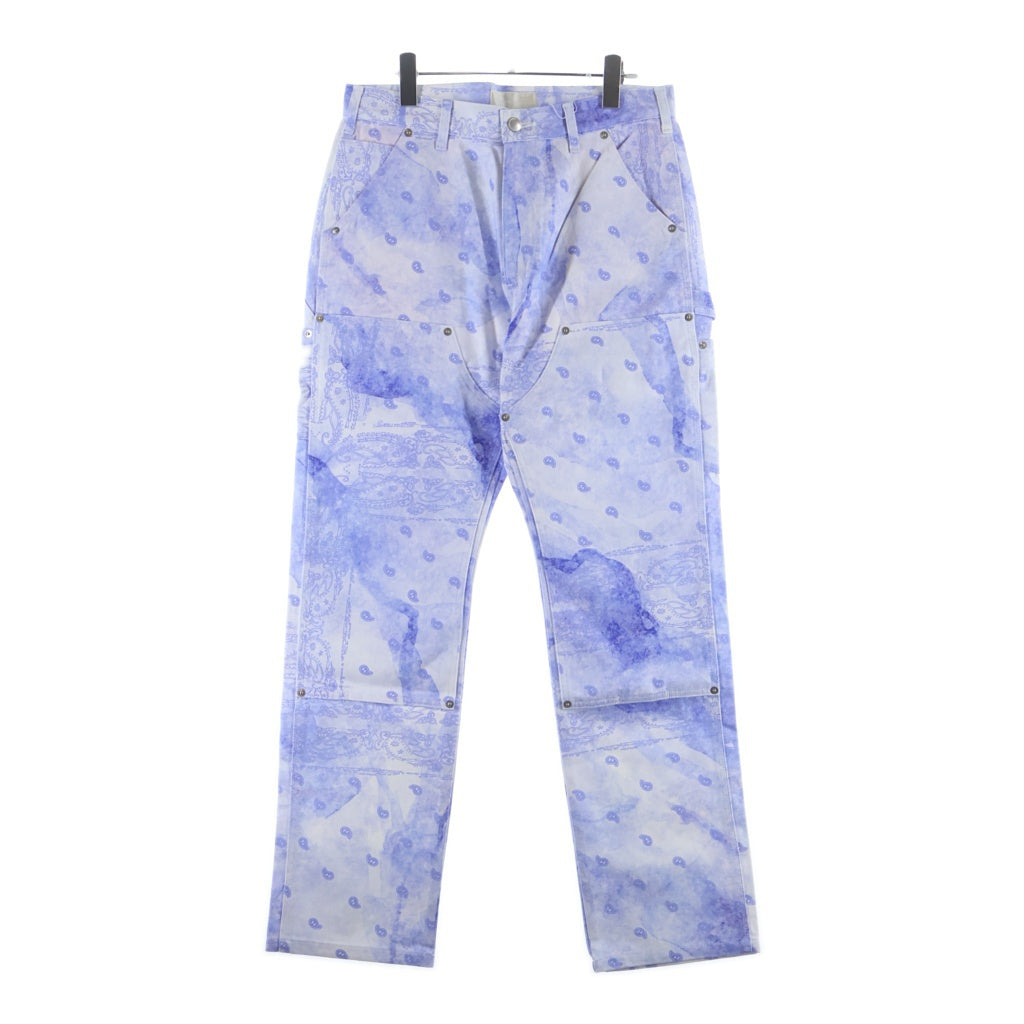 THE WORLD IS YOURS(ザ ワールド イズ ユアーズ) Paisley Pants ペイズリー総柄ダブルニーワークパンツ カーペンターパンツ パープル 3AW21-CL-WPPA-MA