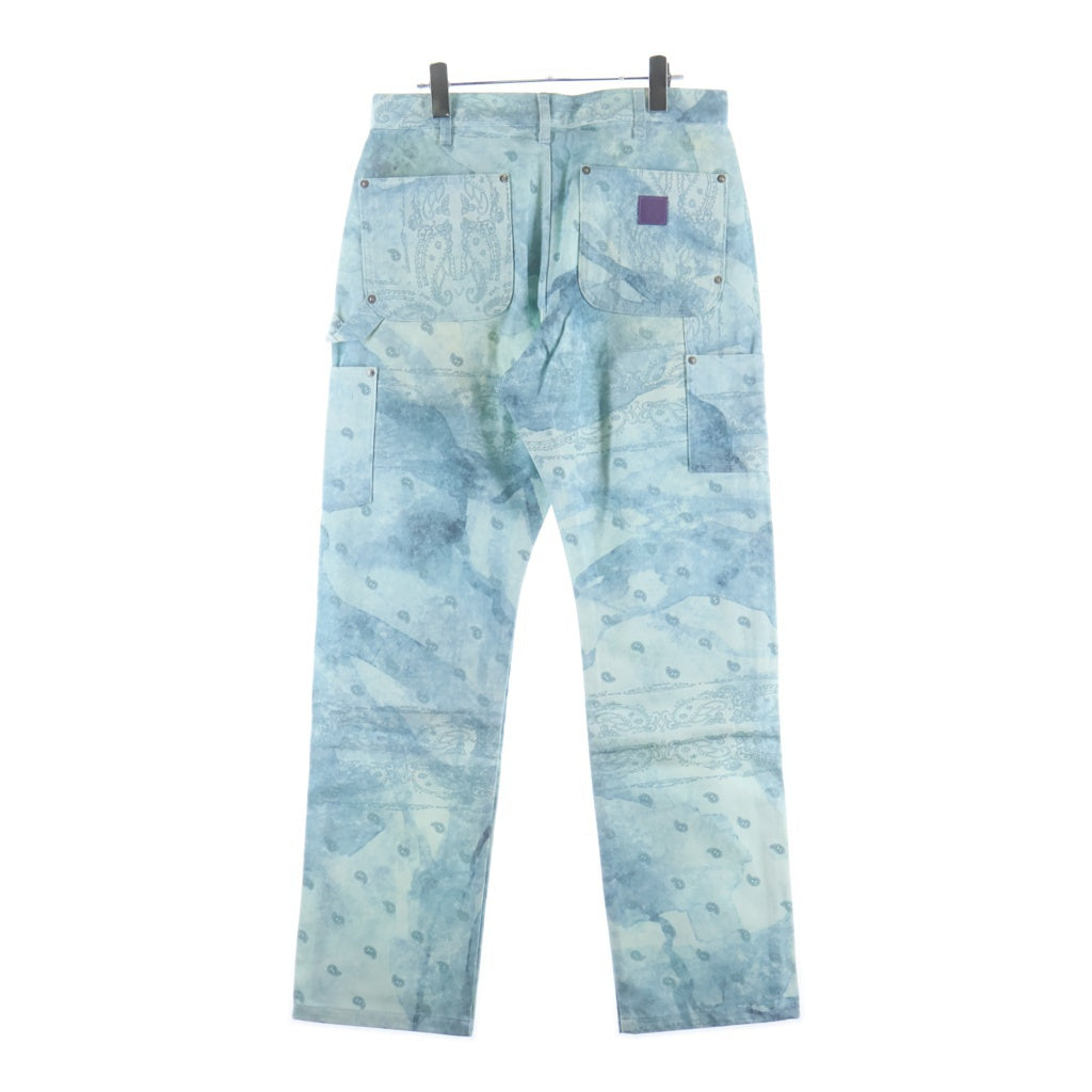 THE WORLD IS YOURS(ザ ワールド イズ ユアーズ) Paisley Pants ペイズリー総柄ダブルニーワークパンツ カーペンターパンツ ブルー 3AW21-CL-WPPA-MA