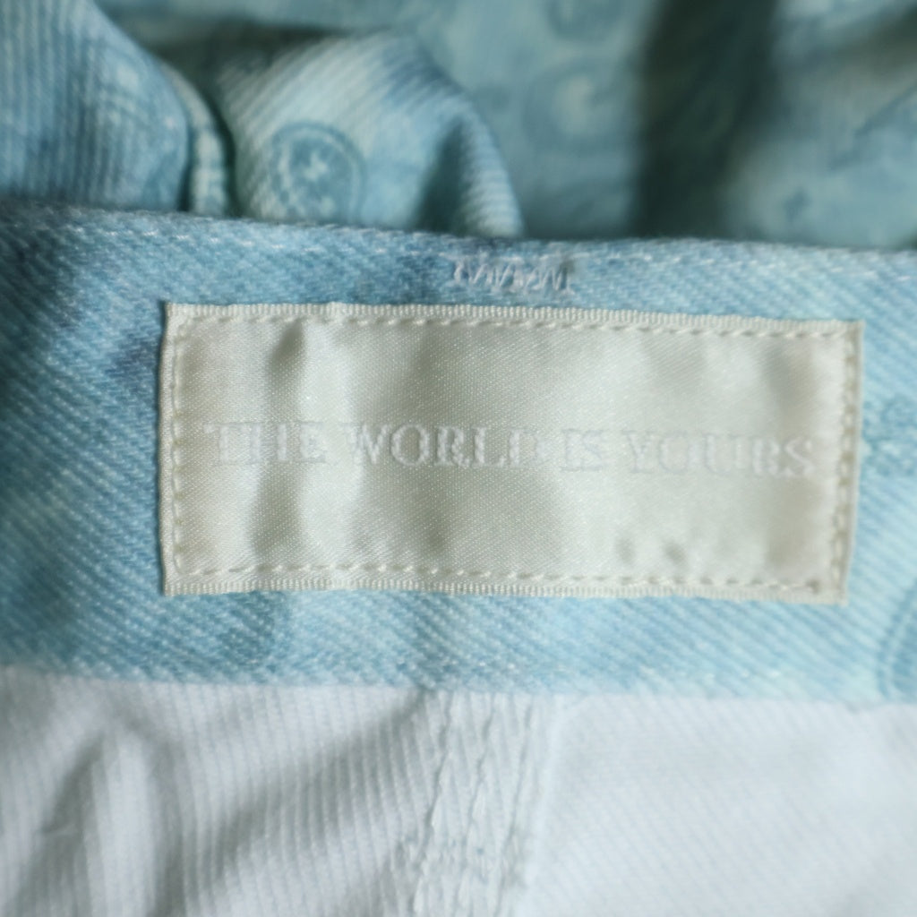 THE WORLD IS YOURS(ザ ワールド イズ ユアーズ) Paisley Pants ペイズリー総柄ダブルニーワークパンツ カーペンターパンツ ブルー 3AW21-CL-WPPA-MA