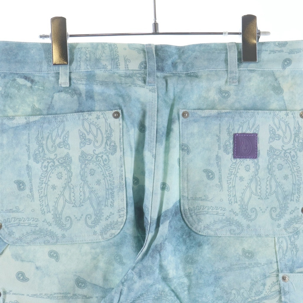 THE WORLD IS YOURS(ザ ワールド イズ ユアーズ) Paisley Pants ペイズリー総柄ダブルニーワークパンツ カーペンターパンツ ブルー 3AW21-CL-WPPA-MA