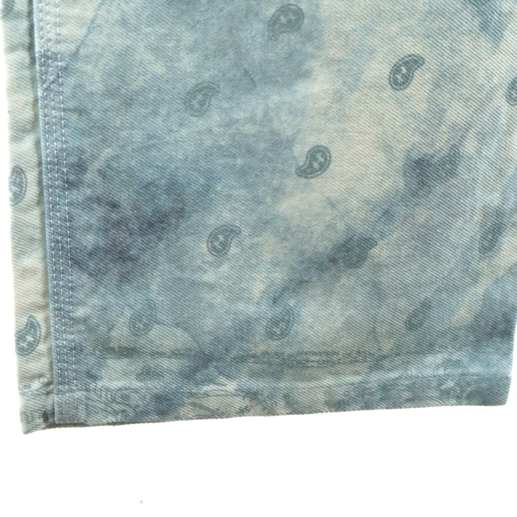 THE WORLD IS YOURS(ザ ワールド イズ ユアーズ) Paisley Pants ペイズリー総柄ダブルニーワークパンツ カーペンターパンツ ブルー 3AW21-CL-WPPA-MA