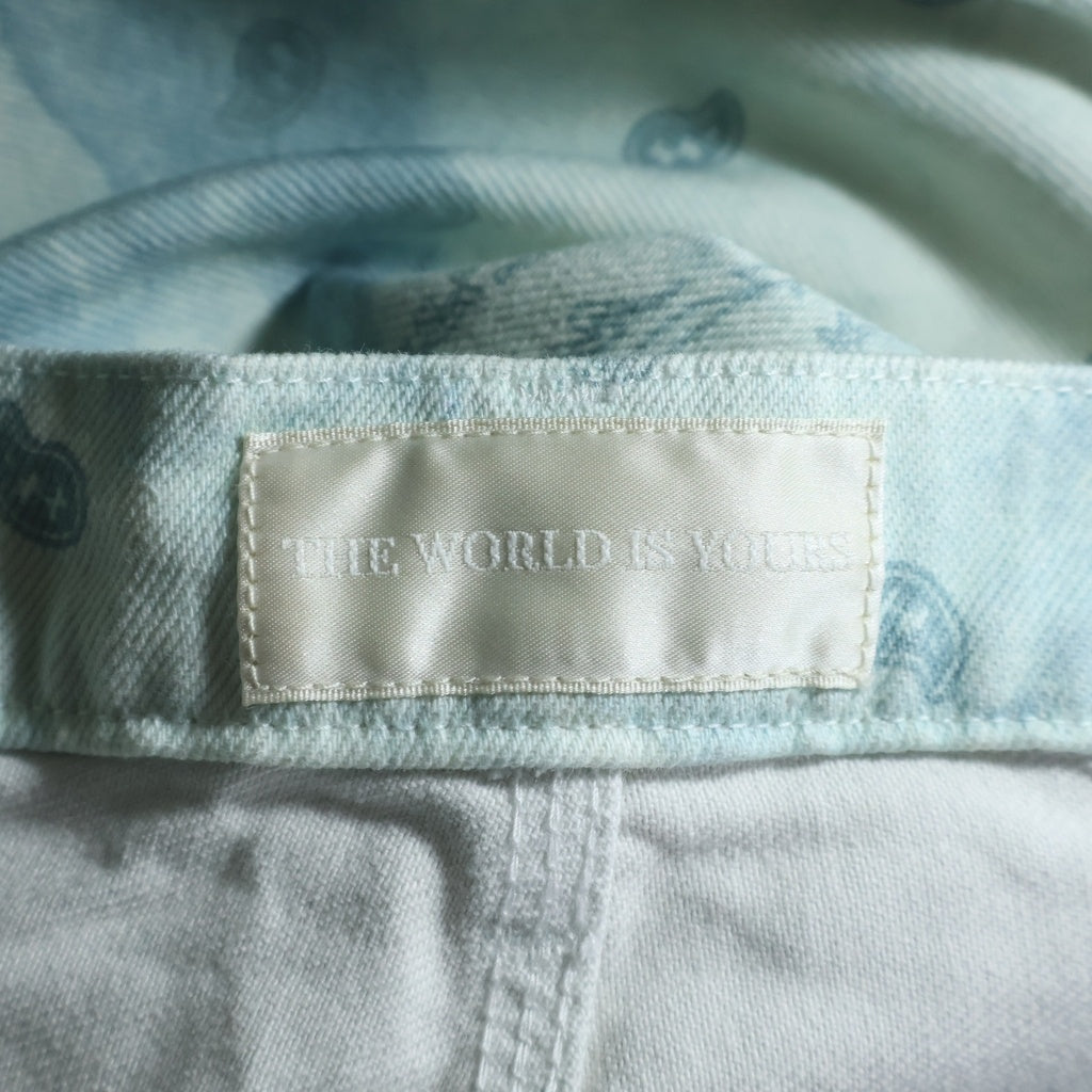 THE WORLD IS YOURS(ザ ワールド イズ ユアーズ) Paisley Pants ペイズリー総柄ダブルニーワークパンツ カーペンターパンツ ブルー 3AW21-CL-WPPA-MA