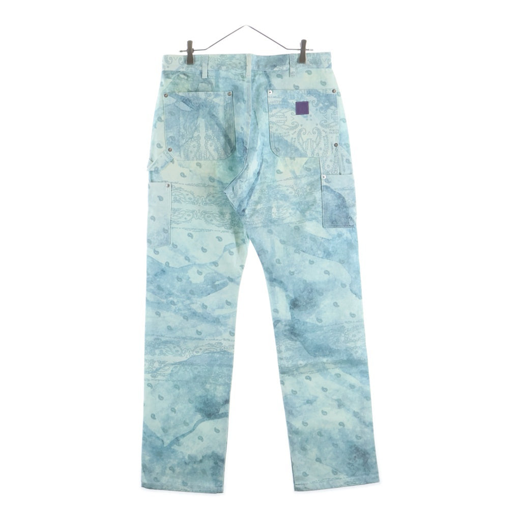 THE WORLD IS YOURS(ザ ワールド イズ ユアーズ) Paisley Pants ペイズリー総柄ダブルニーワークパンツ カーペンターパンツ ブルー 3AW21-CL-WPPA-MA