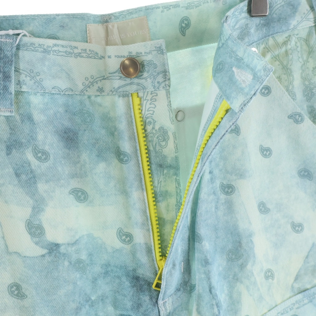 THE WORLD IS YOURS(ザ ワールド イズ ユアーズ) Paisley Pants ペイズリー総柄ダブルニーワークパンツ カーペンターパンツ ブルー 3AW21-CL-WPPA-MA