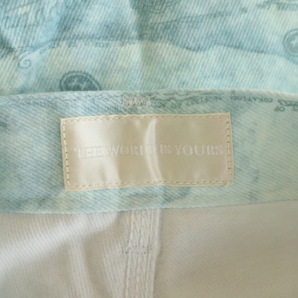 THE WORLD IS YOURS(ザ ワールド イズ ユアーズ) Paisley Pants ペイズリー総柄ダブルニーワークパンツ カーペンターパンツ ブルー 3AW21-CL-WPPA-MA