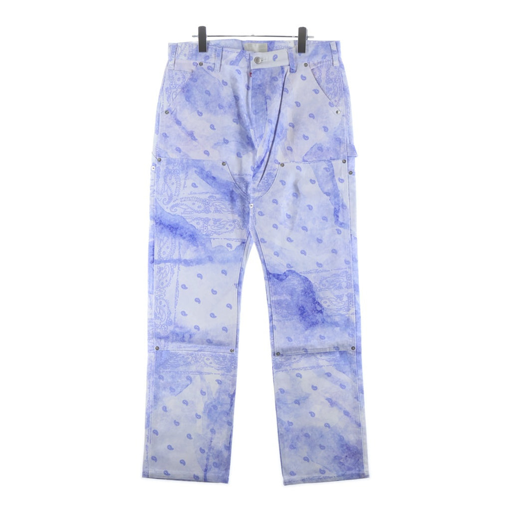 THE WORLD IS YOURS(ザ ワールド イズ ユアーズ) Paisley Pants ペイズリー総柄ダブルニーワークパンツ カーペンターパンツ パープル 3AW21-CL-WPPA-MA
