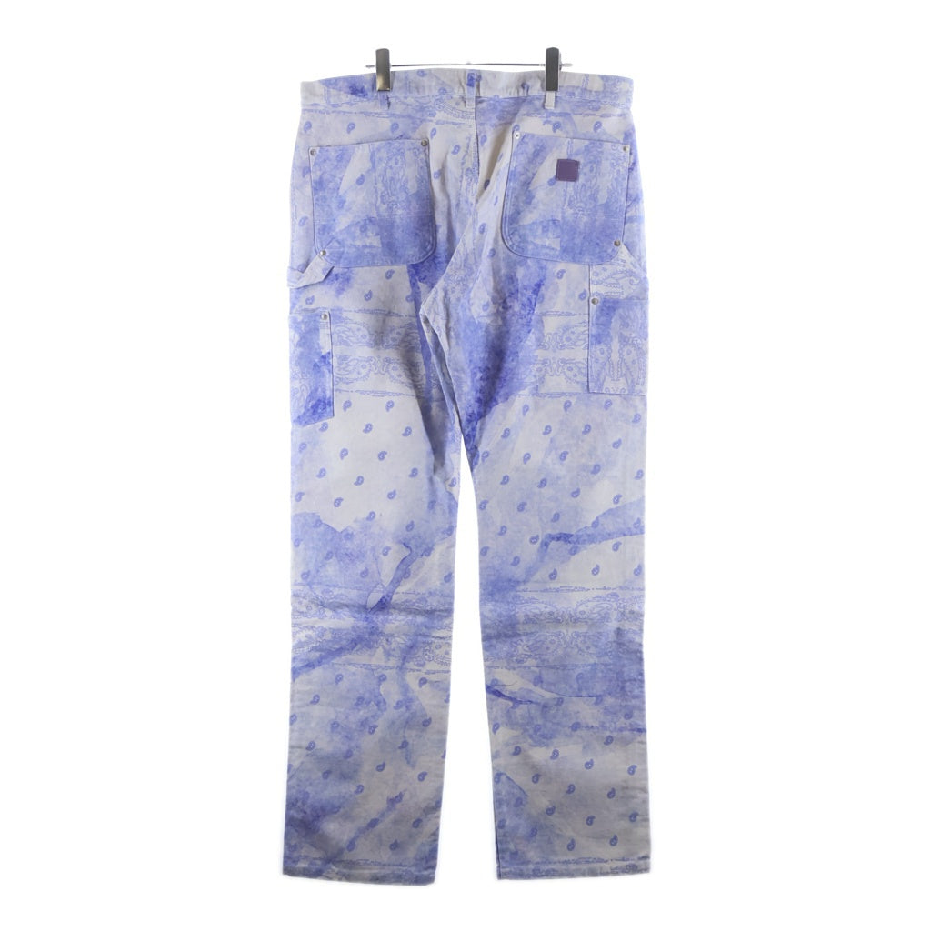 THE WORLD IS YOURS(ザ ワールド イズ ユアーズ) Paisley Pants ペイズリー総柄ダブルニーワークパンツ カーペンターパンツ パープル 3AW21-CL-WPPA-MA